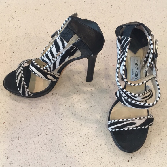 Gorgeous black leather zebra print Jimmy Choo. - Picture 2 of 5